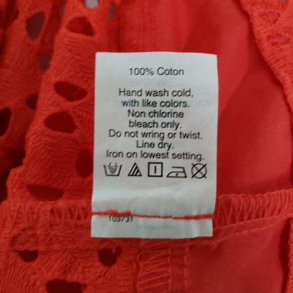 MADEWELL Starstitch Eyelet Anglaise Top Size XS Poppy Red Short Sleeves - Picture 11 of 13